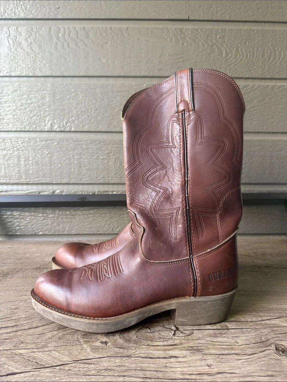 Durango Men’s Brown Leather Western Pull-On Boots Made in USA size 7 EE
